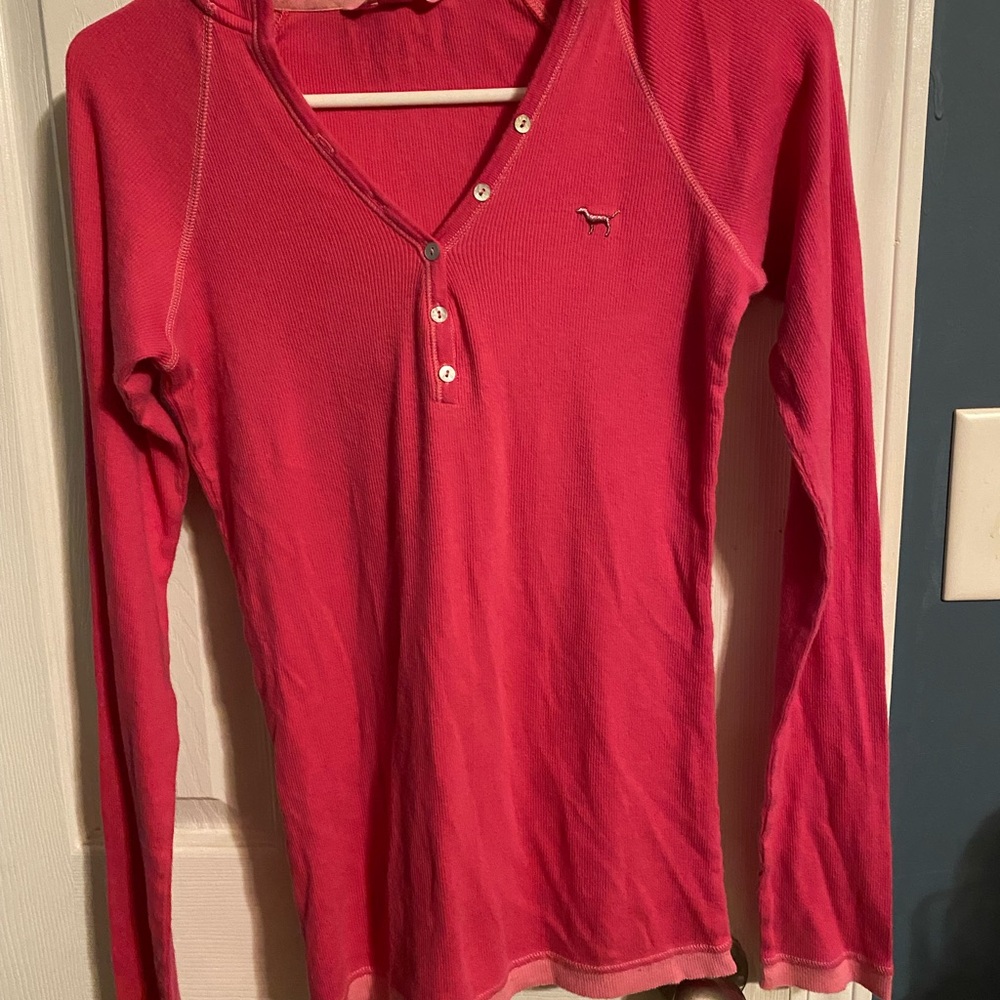 PINK Victoria's Secret Hot Pink Buttoned Top